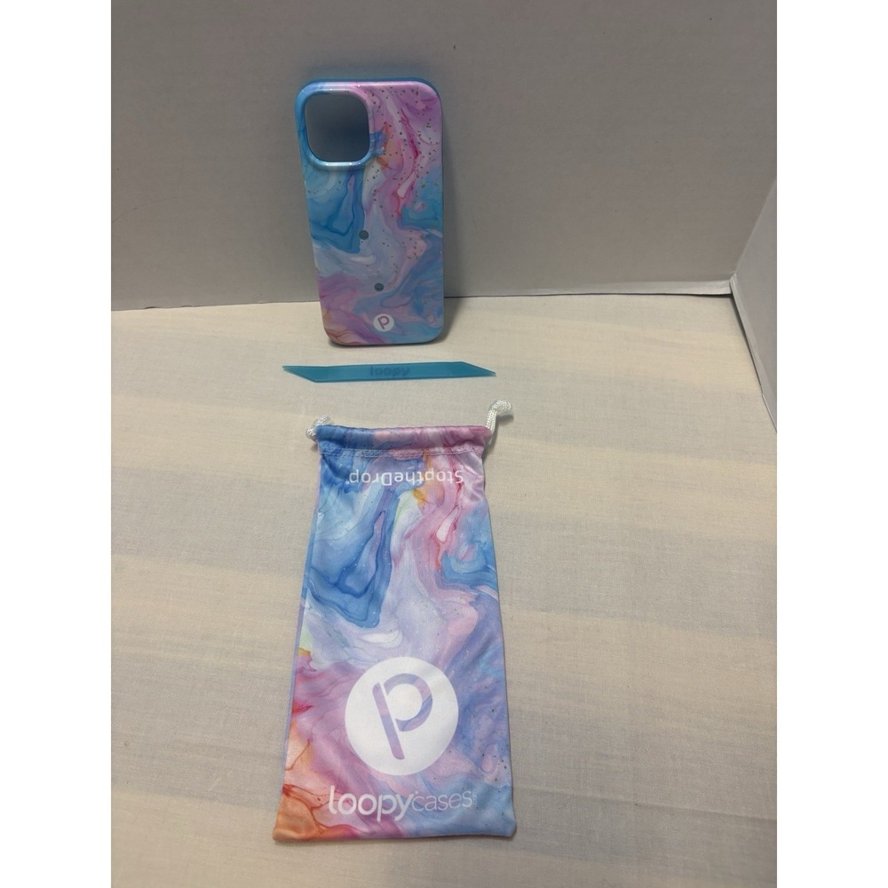 Loopy Phone Case For iPhone Righty (6.1" Screen - Regular) Marble Print W/ Bag